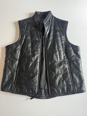 1990s Vintage Gap Black Leather Vest Women's Size S / P RARE FIND!